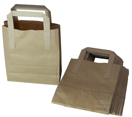 50 x Small Brown Kraft Paper SOS Takeaway Food Carrier Bags 7